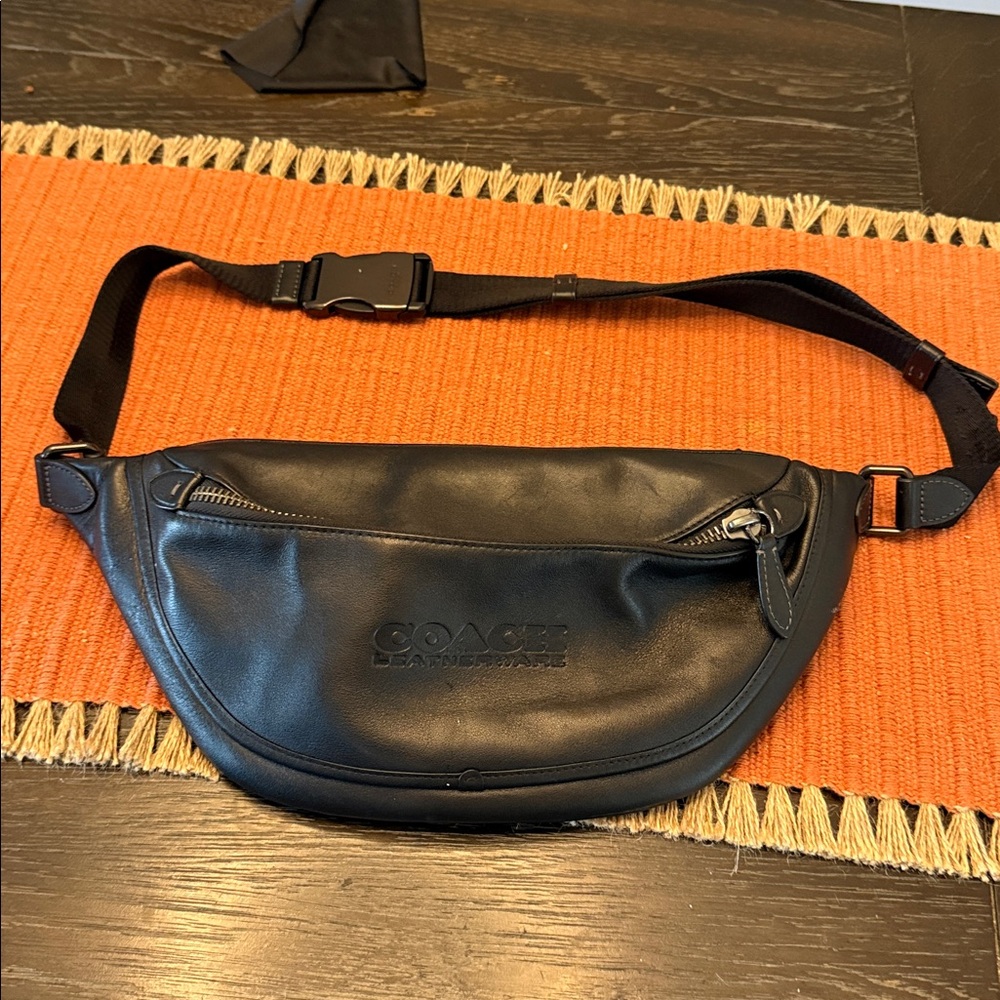 Coach Midnight Black Leather Waist Bag or Sling Bag